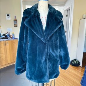 Catherine Malandrino Emerald Green Faux Fur Coat